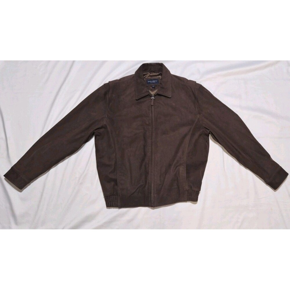 Daniel Cremieux Collection Real Suede Leather Bomber Jacket Wool Houndstooth EUC
